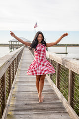 FINAL SALE - Picnic Stroll Red Gingham Mini Dress