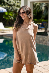 FINAL SALE - Golden Glow Mineral Wash Romper Dress