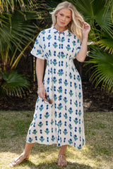 FINAL SALE - French Florals White Printed Midi Dress
