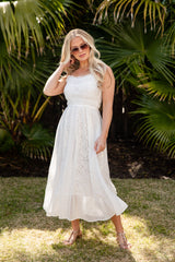FINAL SALE - Dreaming Heart Lace Detail White Maxi Dress