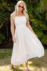 FINAL SALE - Dreaming Heart Lace Detail White Maxi Dress