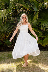 FINAL SALE - Dreaming Heart Lace Detail White Maxi Dress
