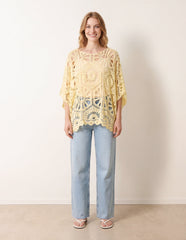 Crochet Detailed Kimono Top
