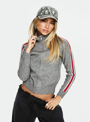 Caysey Zip Through Knit Jumper Grey