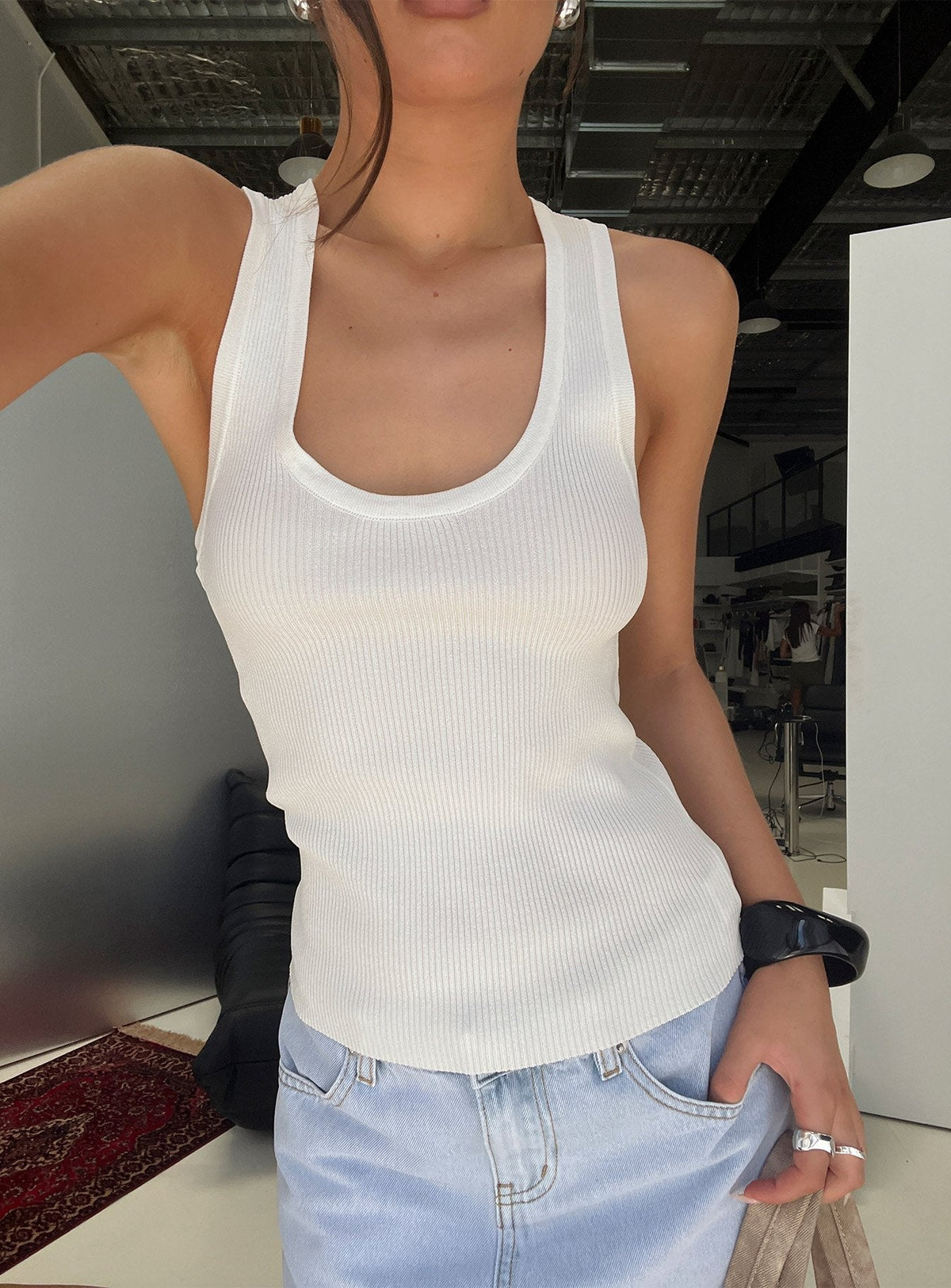 Kyrella Longline Vest Top White