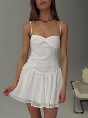 So At Peace Sweetheart Drop Waist Mini Dress White