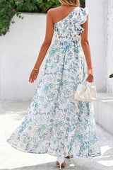 Tropical Bloom One-Shoulder Maxi Dress | S-XL