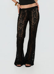 Rosadonna Lace Flare Pants Black