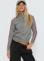 Caysey Zip Through Knit Jumper Grey
