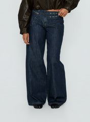 Paltrow Mid Rise Wide Leg Cargo Jeans Dark Blue Wash