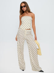 Powdered Sugar Strapless Co-ord Cream Polka