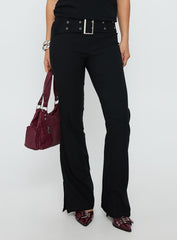 Kortnee Eyelet Detail Flare Leg Trousers Black