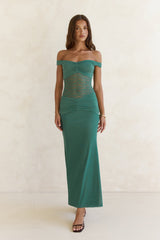 Always Dreaming Lace Off Shoulder Maxi Dress Teal