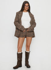 Ayvanna Oversized Blazer Brown Plaid