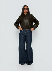 Paltrow Mid Rise Wide Leg Cargo Jeans Dark Blue Wash