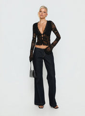 Fenne Lace Long Sleeve Top Black