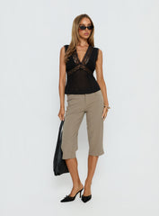Noven Tie Back Lace Trim Top Black