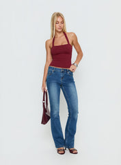 Ghisella Square Neck Halter Top Cherry