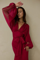 Our Nostalgia Long Sleeve Maxi Dress Burgundy