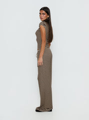 Gavrielle Jersey Wide Leg Trousers Chocolate / Cream Stripe