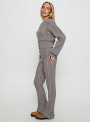 Baleigh Cable Knit Foldover Trousers Grey