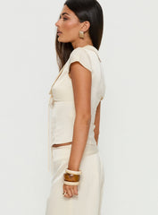 Aubrette Satin Collar Top Cream