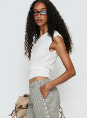 Cloud Tempo Boat Neck Cinched Knit Top White