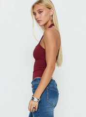 Ghisella Square Neck Halter Top Cherry