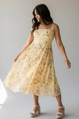 Tuscan Sunshine Yellow Floral Midi Dress