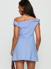 Caretta Off Shoulder Mini Dress Blue Stripe