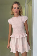 Cicely Stripe Dobby Organic Cotton Mini Skirt | Coral/White