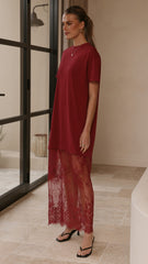 Adora T-Shirt Maxi Dress - Wine