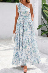 Tropical Bloom One-Shoulder Maxi Dress | S-XL