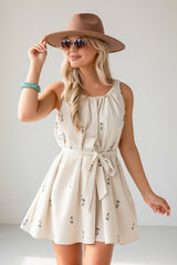 Amber Fields Natural Floral Mini Dress