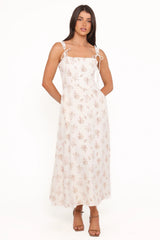 Clarissa Midi Dress - White Floral
