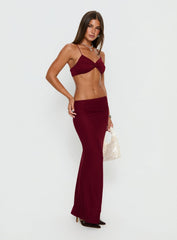 Delores Ruched Maxi Skirt Red