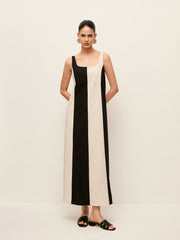 Cotton & Linen Striped Sleeveless Dress