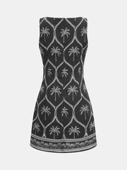 Sleeveless Palm Tree Print Mini Dress