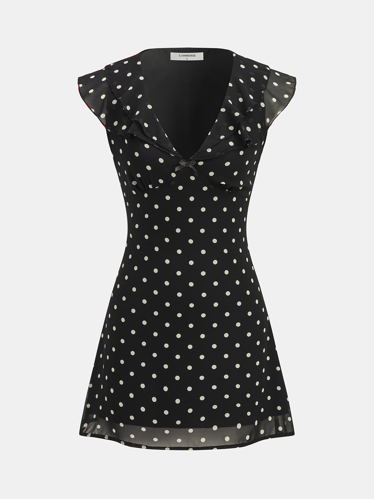 Polka Dot V-Neck Ruffle Dress