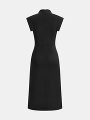 Sleeveless Buckle Split Midi Bodycon Dress