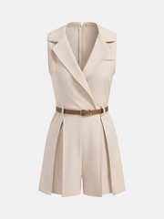 Sleeveless Blazer Style Belted Romper