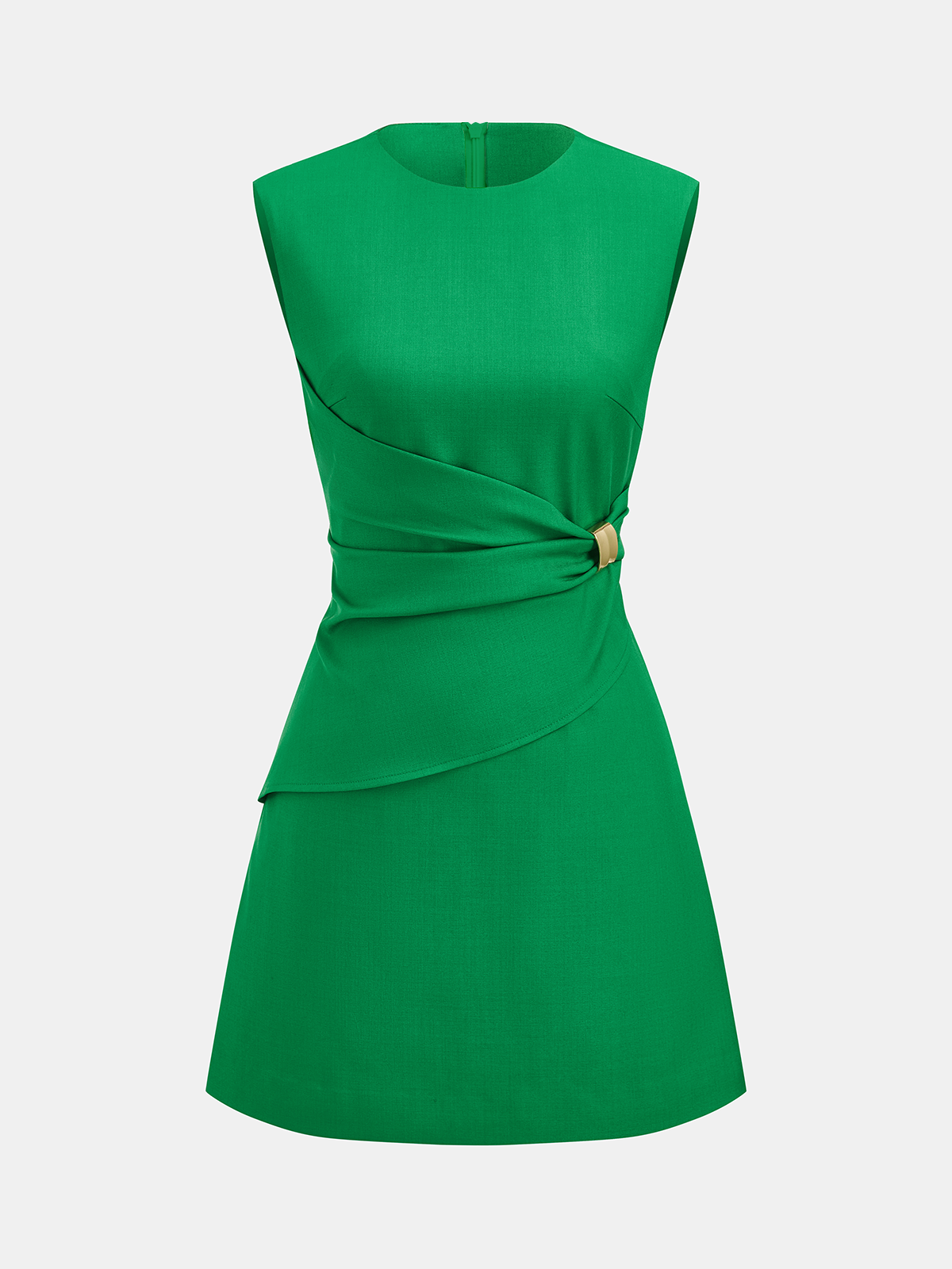 Sleeveless Buckle Waist Mini Dress