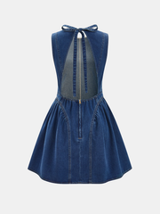 Sleeveless Open Back Denim Mini Dress
