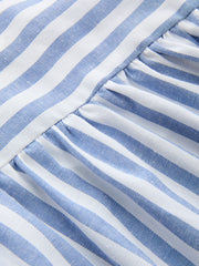 One Shoulder Striped Cotton Blend Maxi Dress