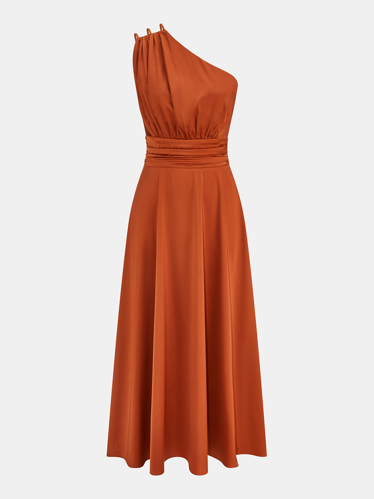 One Shoulder Ruched Waist Maxi Dress