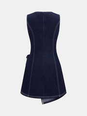 Sleeveless Denim Wrap Mini Dress