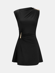 Ruched Metal Detail Bodycon Dress