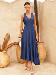 Sleeveless Asymmetric Midi Dress