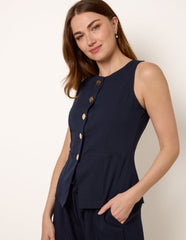 Round Neck Button Through Vest & Trouser Set