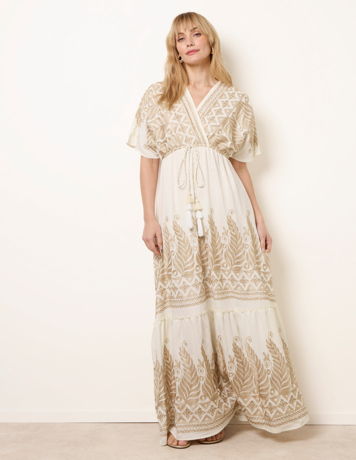 Metallic Embroidered Maxi Dress
